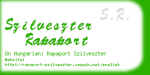 szilveszter rapaport business card